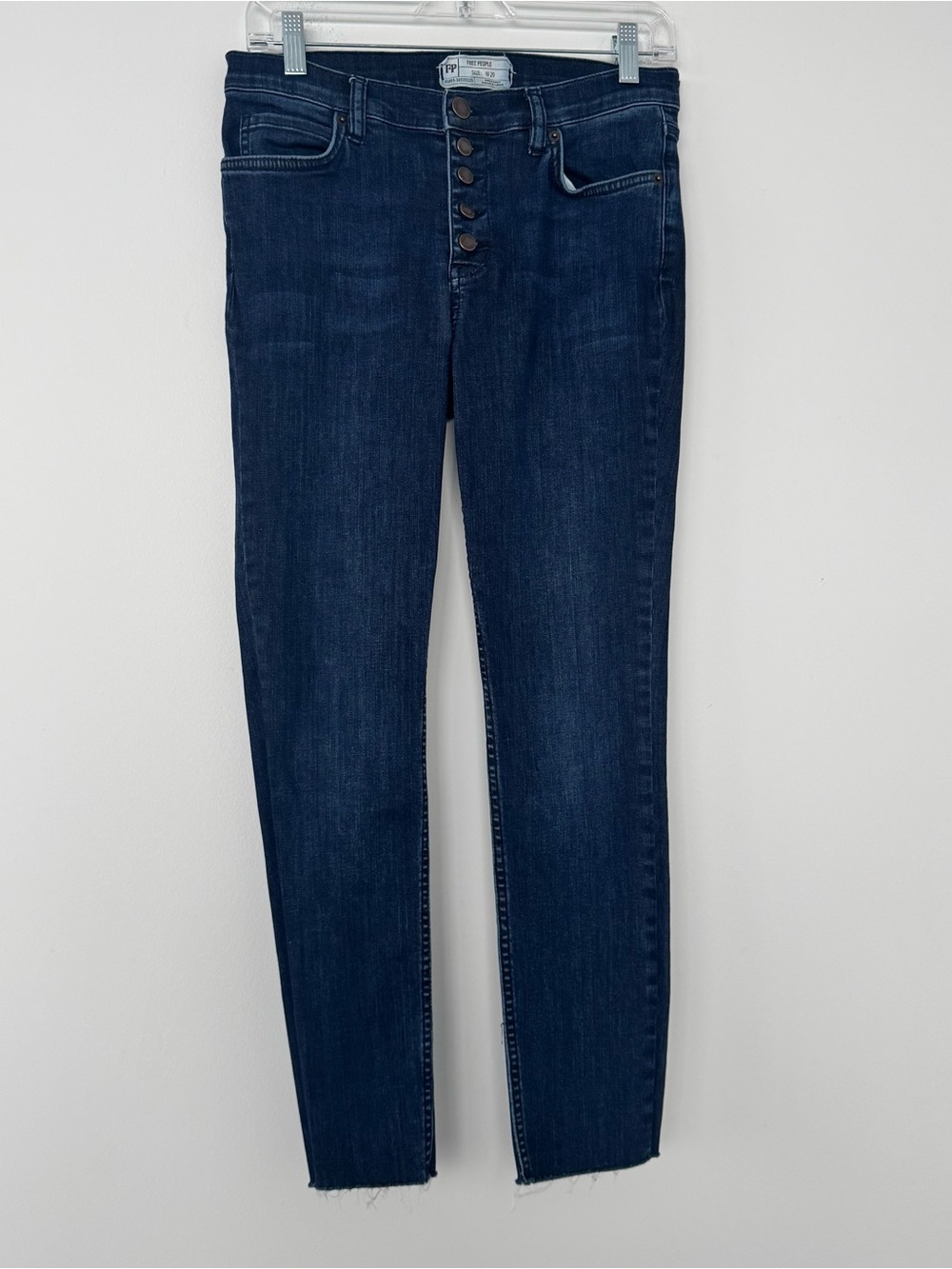Free People Jeans Womens 29 Distressed High Waist Button Fly Raw Fray Hem